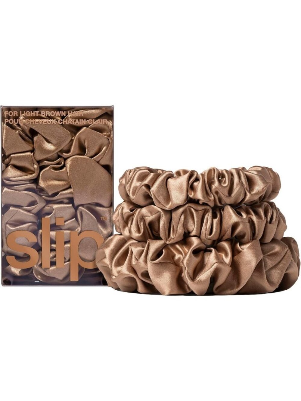 Silk Scrunchies Set of 3 | Light Brown | Luxurious Hair Accessories for All Hair
